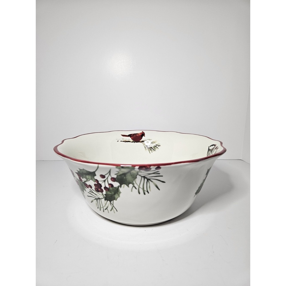 Heritage Winter Forest Cardinal Scalloped Serving Bowl Better Homes & Gardens